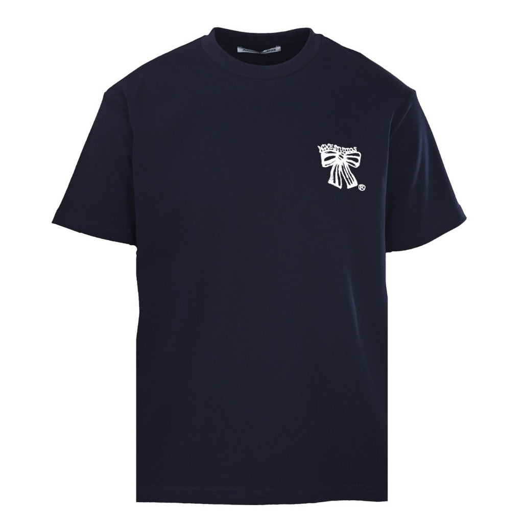 Acne Studios Bow‑Graphic Heather‑Grey Oversized Crew‑Neck T‑Shirt