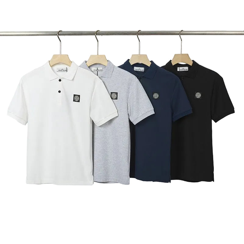 Stone Island Compass Patch Short‑Sleeve Polo Knit Streetwear Top