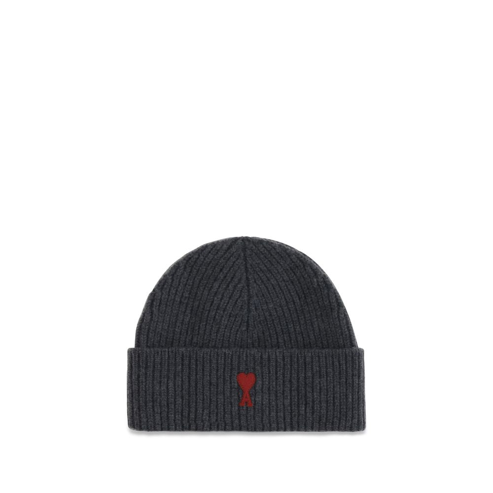 AMI Paris Gray Wool Beanie