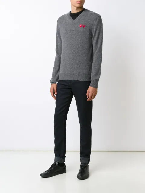 Comme Des Garçons Play Double Heart wool jumper