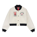 White Felt Like Award Bomber Jacket