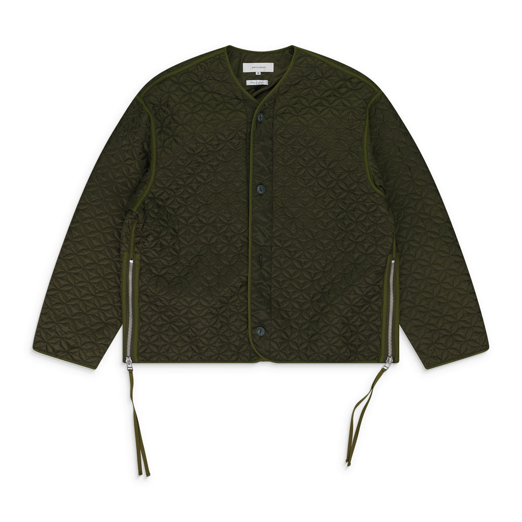 Green Shippo Quilted Lining Jacket Olive