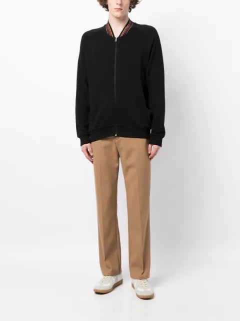 Paul Smith striped-collar logo-patch jacket