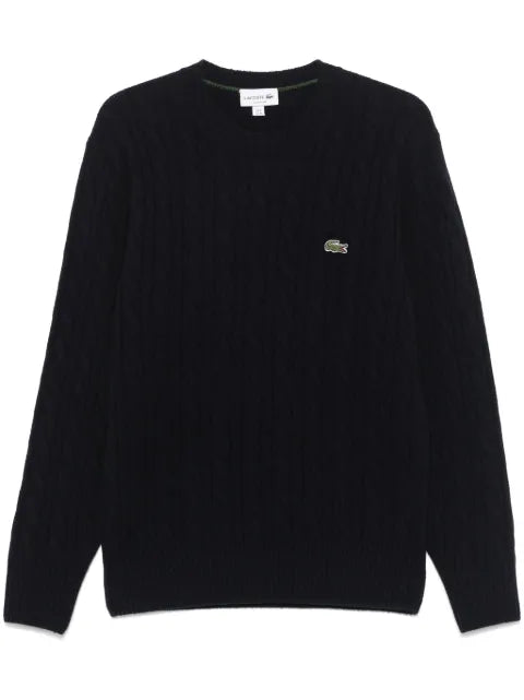 Lacoste cable-knit wool crew neck sweater