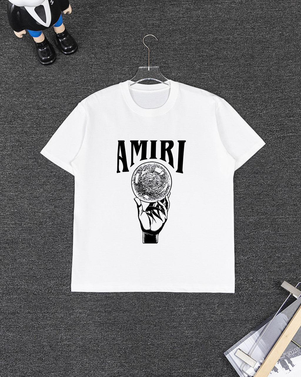 AMIRI Crystal‑Ball‑Hand Graphic Short‑Sleeve Tee & Drawstring Shorts Set