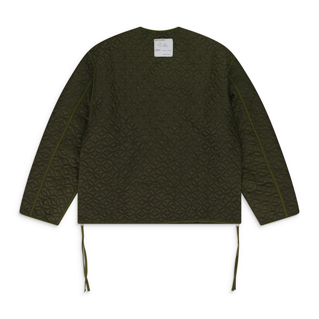 Green Shippo Quilted Lining Jacket Olive