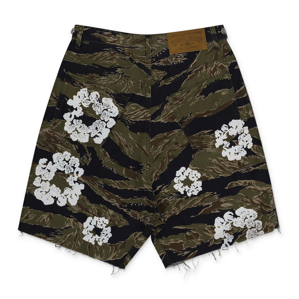 Multicolor Tiger Camo Cotton Wreath Shorts