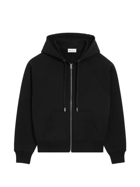 AMI Paris cotton embossed Ami De Coeur zipped hoodie