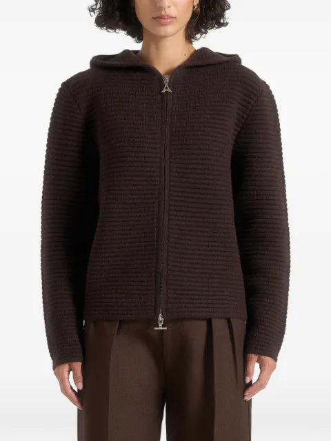 Manière De Voir Eden ribbed knit zip-up hoodie