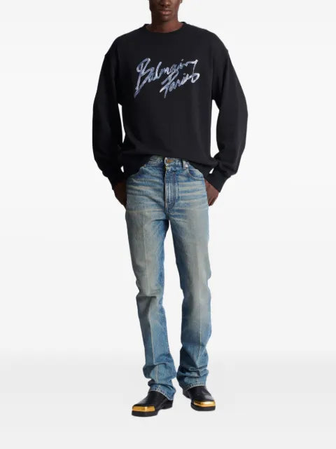 Balmain logo-print cotton sweatshirt