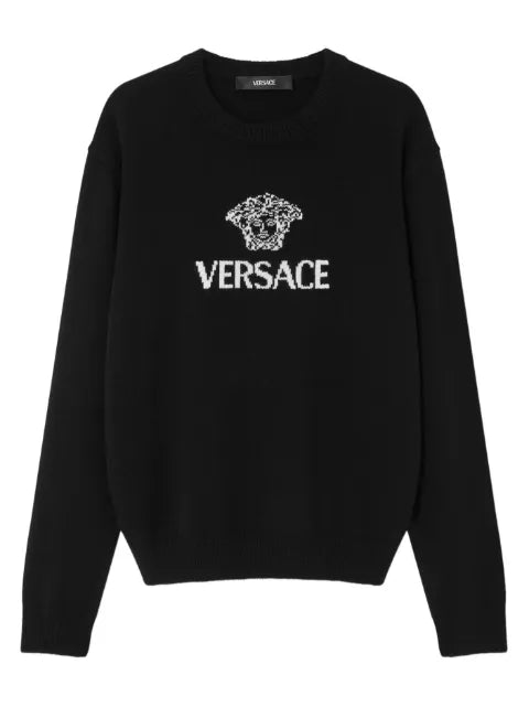 Versace intarsia cashmere knit sweater