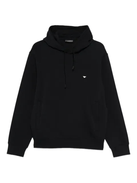 Emporio Armani double-jersey hoodie with embroidered micro Eagle logo