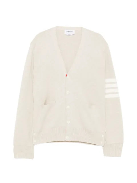 Thom Browne cotton crepe 4-Bar V-neck cardigan
