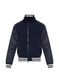 Moncler striped-trim knitted bomber jacket