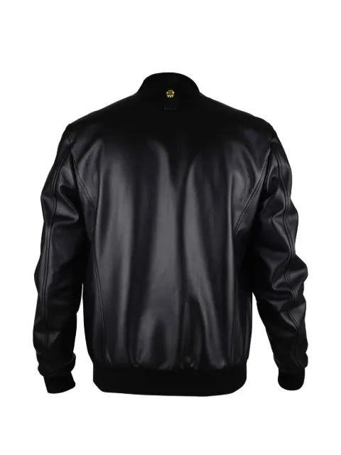 Billionaire logo-patch leather jacket