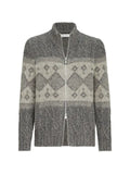 Brunello Cucinelli virgin wool, silk and cashmere chiné cable-knit cardigan intarsia