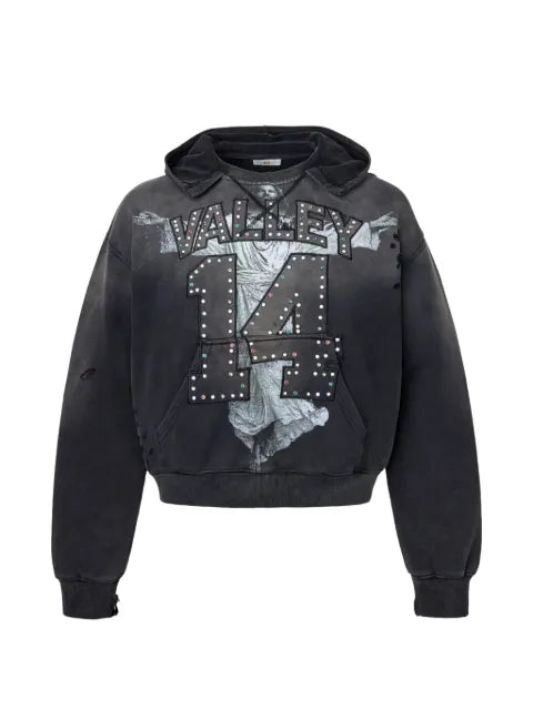 Vale graphic-print distressed hoodie
