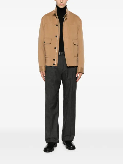Lardini button-up ribbed-trim jacket
