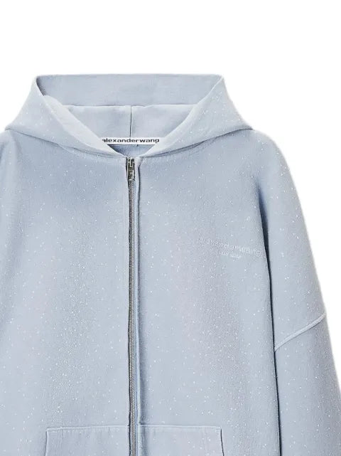 Alexander Wang all-over crystal oversized zip-up hoodie
