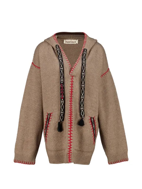 Baziszt Kafti whipstitch cashmere hoodie