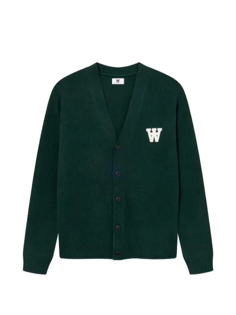 Wood Wood logo-patch V-neck cardigan