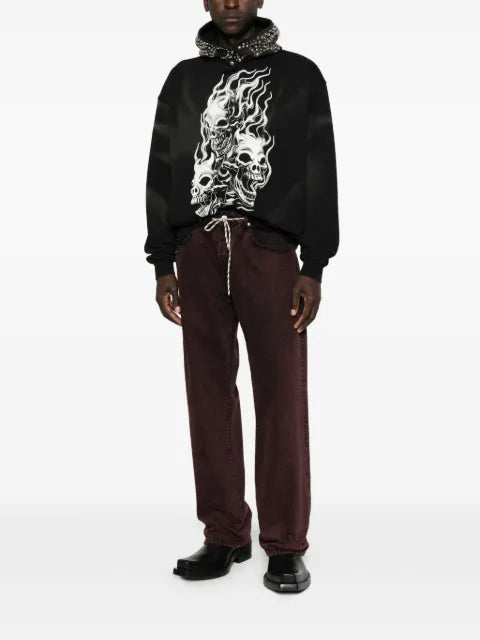 THUG CLUB skull-print stud-embellished hoodie