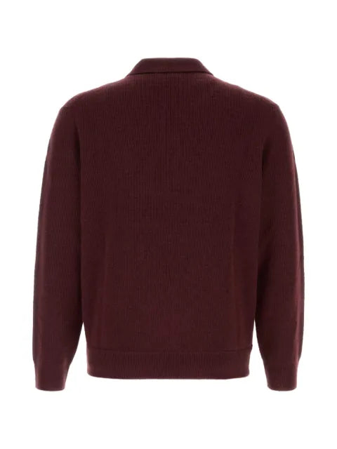 Canali zip-fastening knitted polo sweater