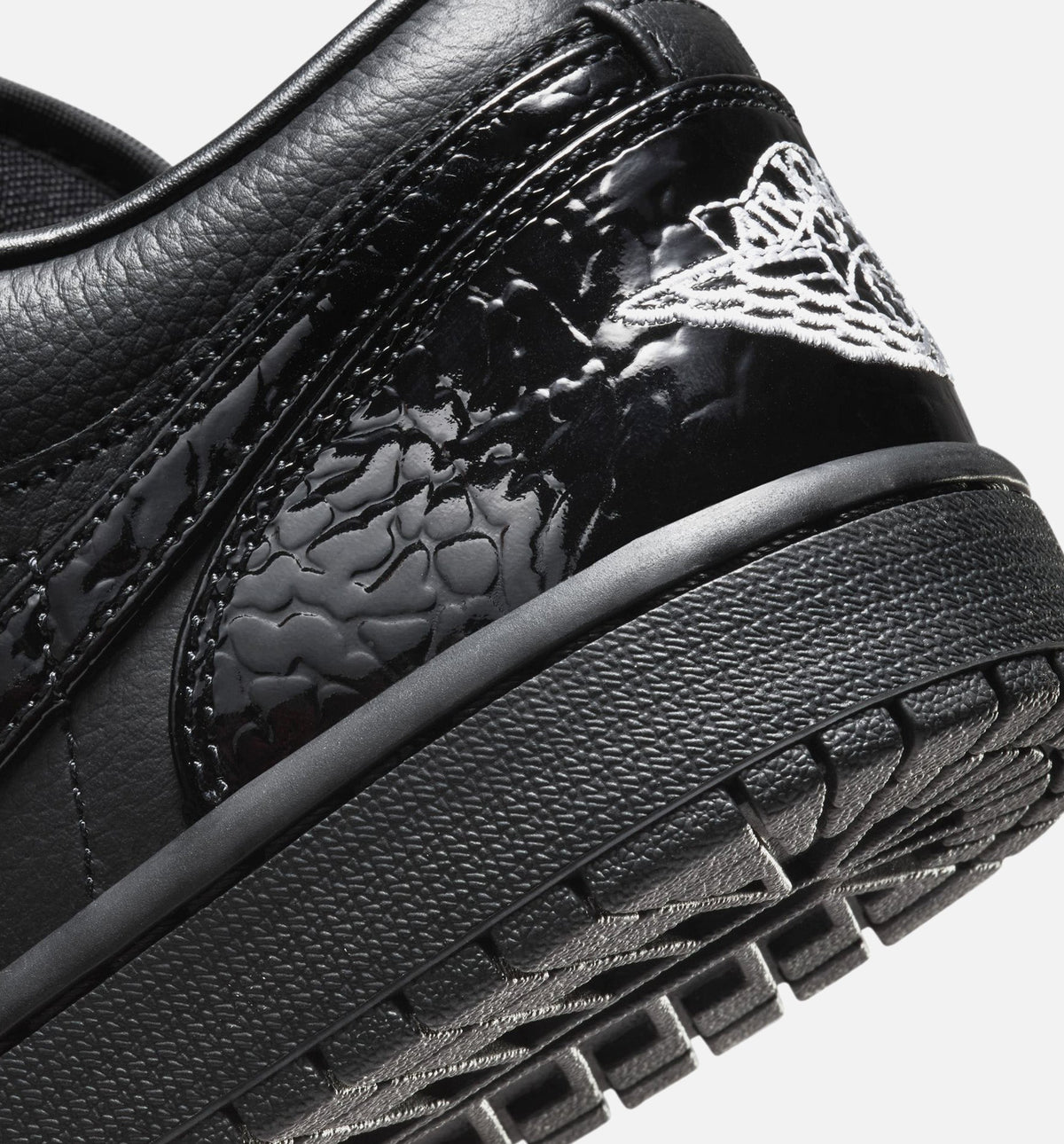Air Jordan 1 Low Patent Elephant Women's Sneakers - Black / White / Metallic Silver