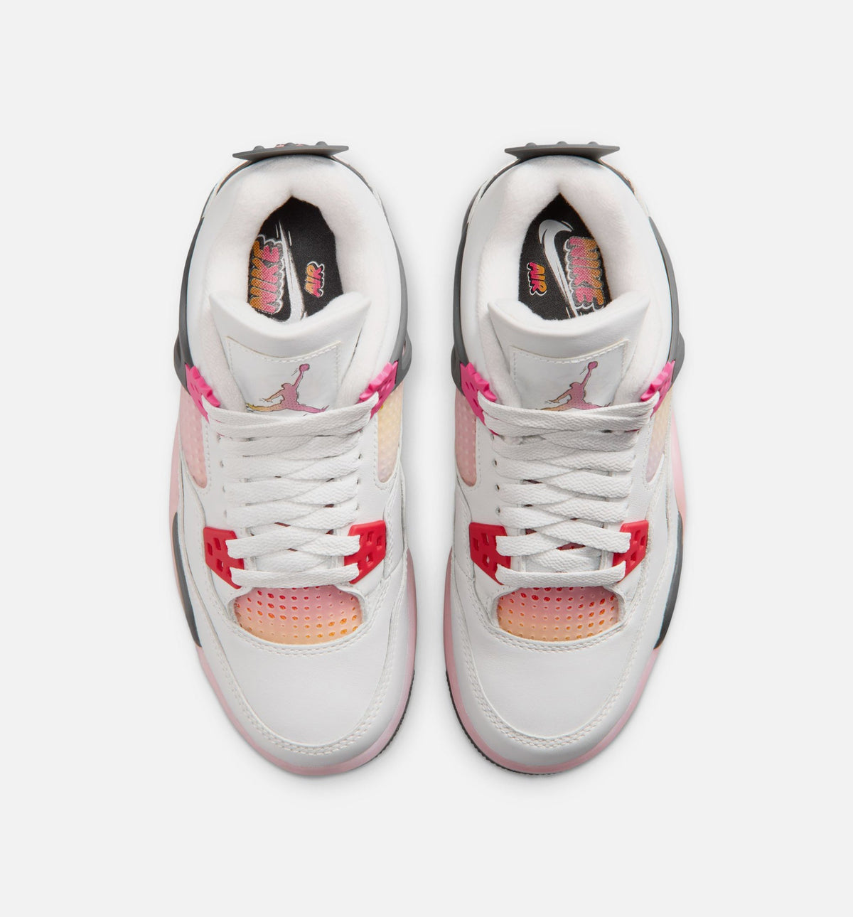 Air Jordan 4 Retro Comic Grade School Lifestyle Shoes - Off White/Fire Pink/Anthracite