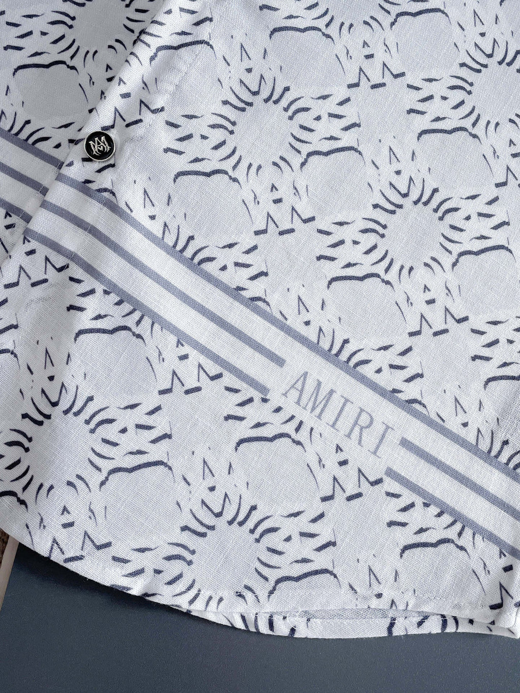 AMIRI All‑Over Print Short‑Sleeve Button‑Up Shirt & Drawstring Shorts Two‑Piece Summer Set