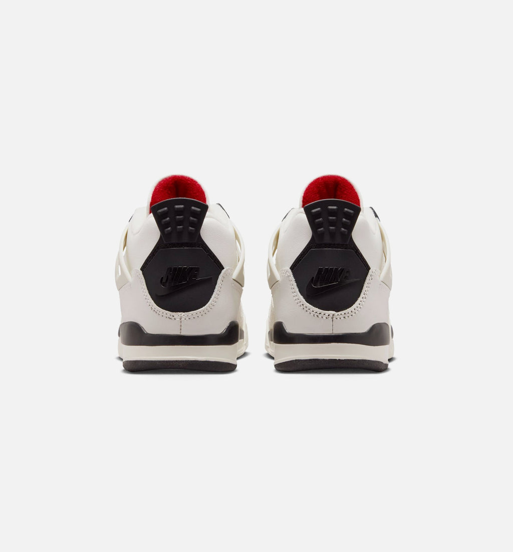 Air Jordan 4 Retro Flight Club Preschool Shoes - Cream/Black/Red