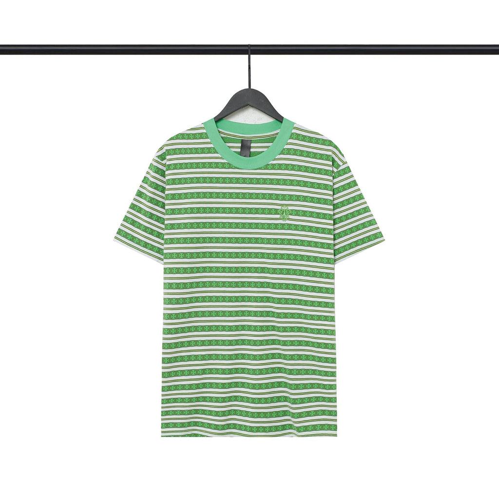 Chrome Heart T Shirts Poison Home Stripe Jacquard Embroidery Short Sleeve Couple T-Shirt
