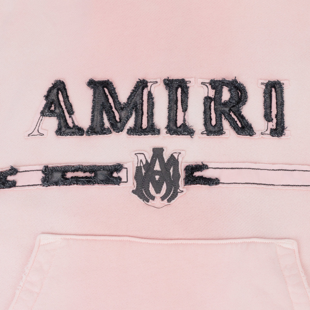 Silver/Pink Amiri MA Bar Applique Hoodie