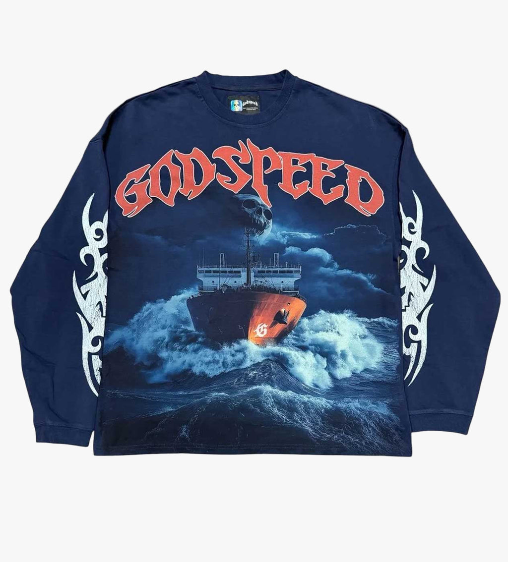 Godspeed Sea Sick Navy Long Sleeve
