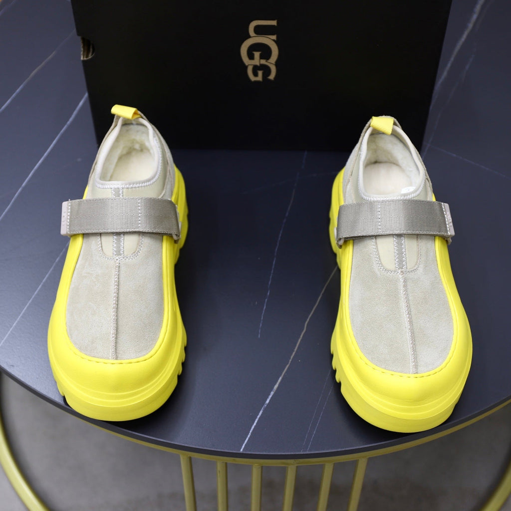 UGG Gray Neon-Yellow Strap Platform Shoes