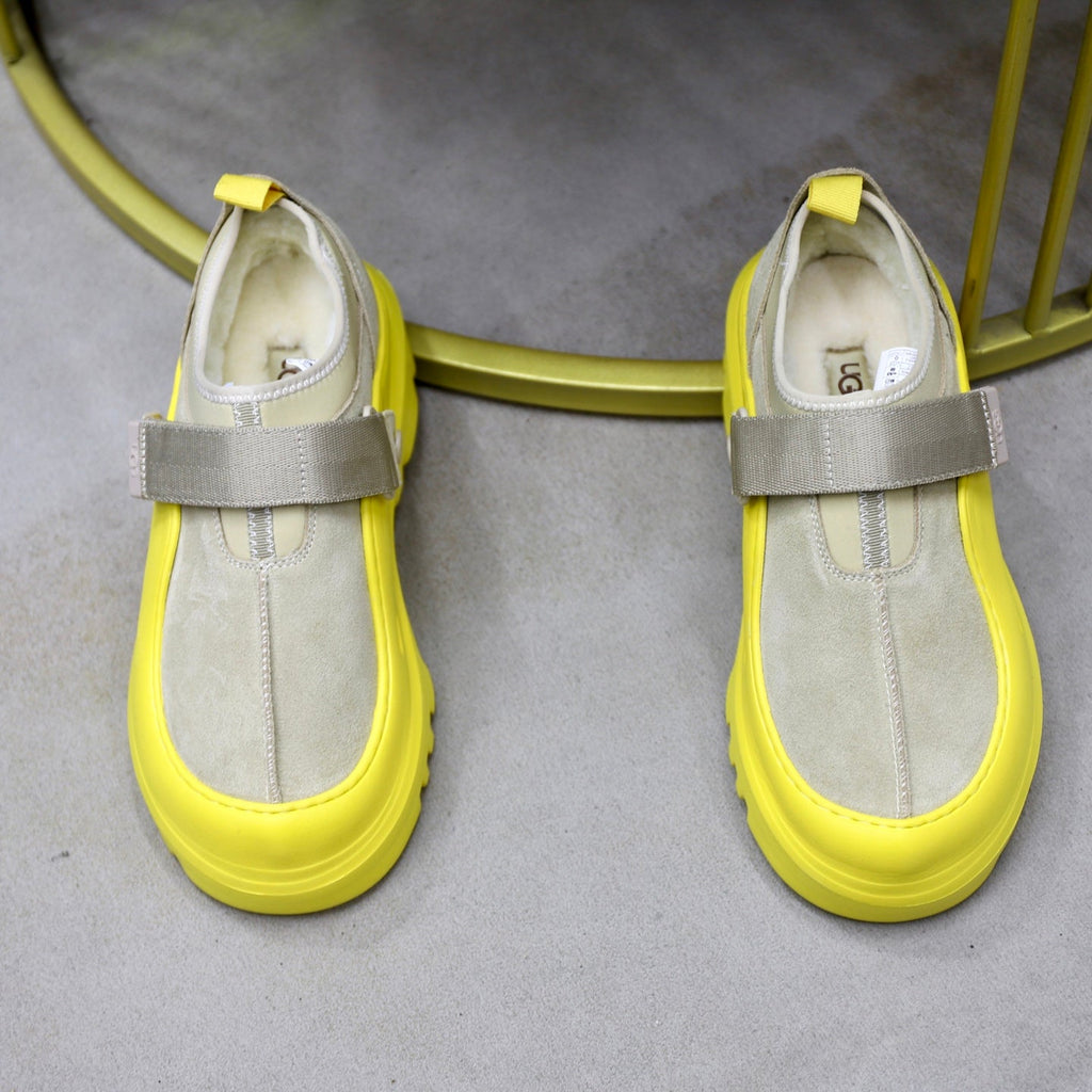 UGG Gray Neon-Yellow Strap Platform Shoes