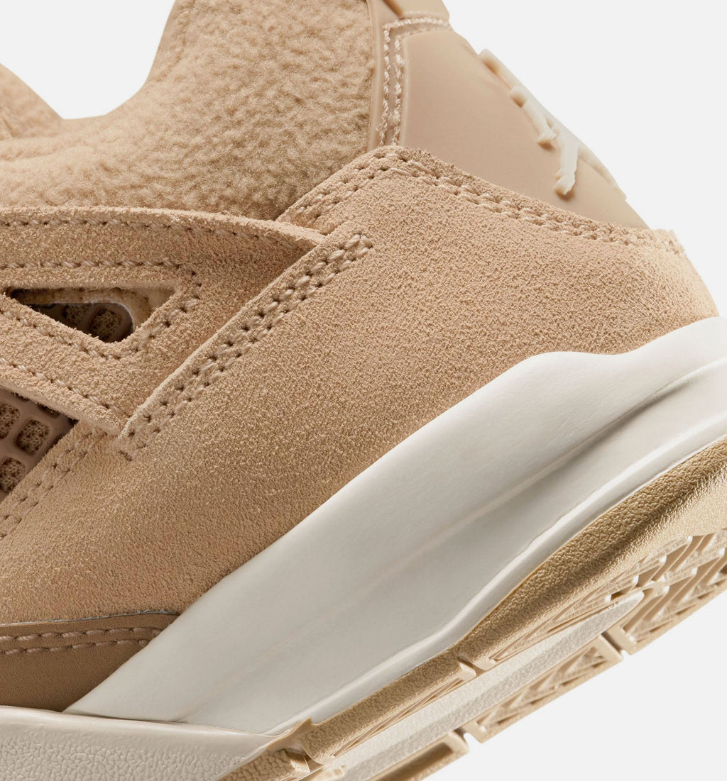 Air Jordan 4 Retro Cozy Girl Preschool Lifestyle Shoe - Hemp/Light Orewood Brown