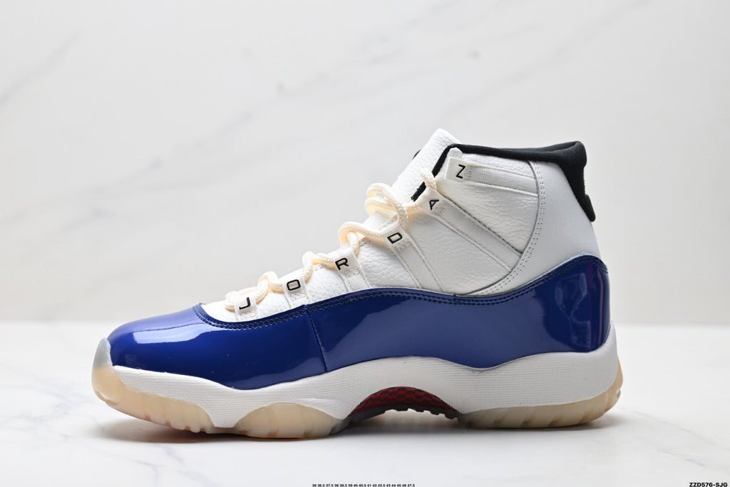 Air Jordan 11 Retro White Navy and Red Unisex Sneakers Style 10