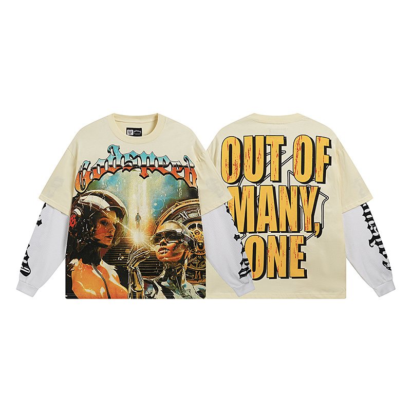 Godspeed Out of Many, One Layered-Look Long-Sleeve T-Shirt
