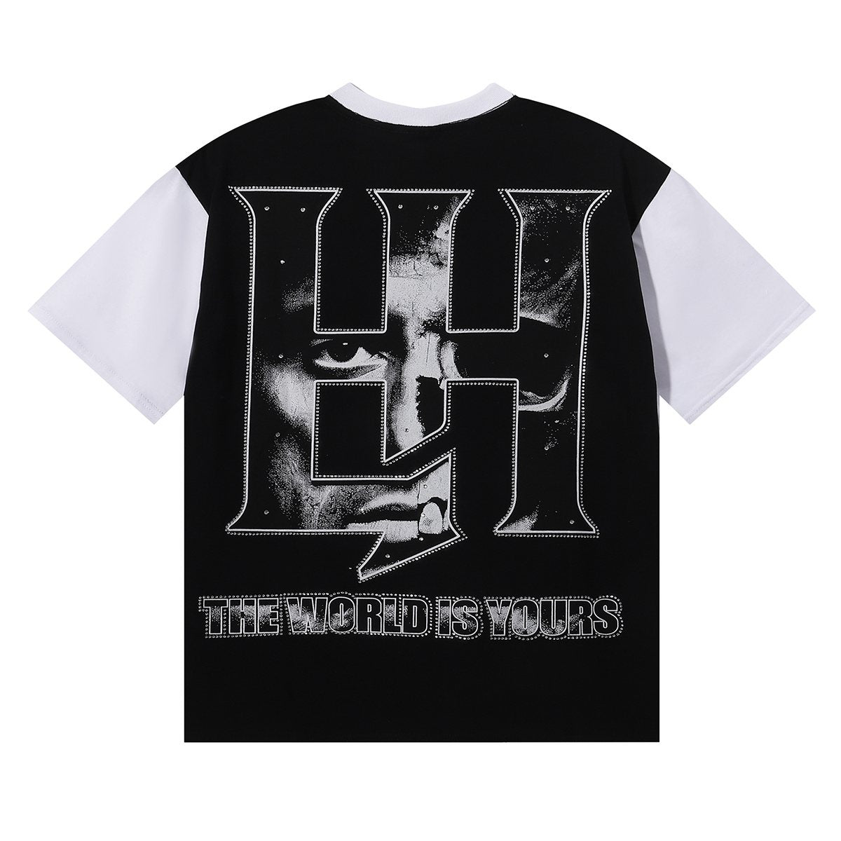 Life Hustlere Scarface Portrait Graphic Color-Block T-Shirt