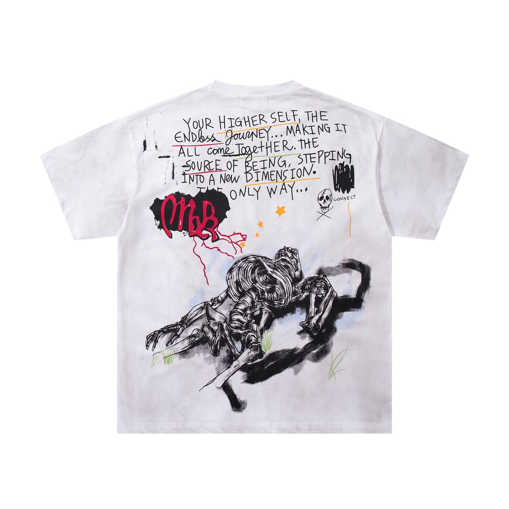 MAJESTIK Distressed Stone-Inlay Graphic T-Shirt