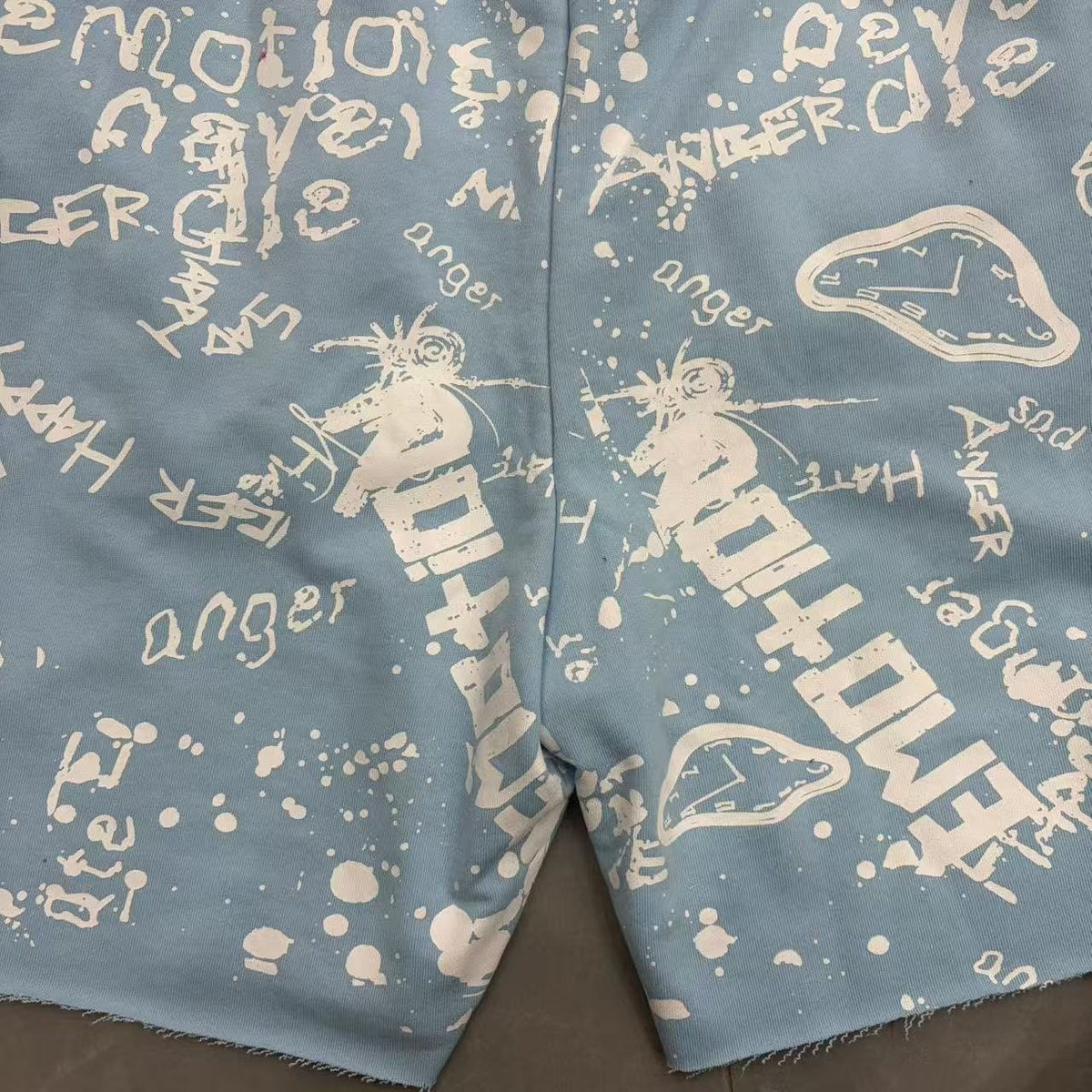 MIXED EMOTION Graffiti Paint Splatter Drawstring Shorts