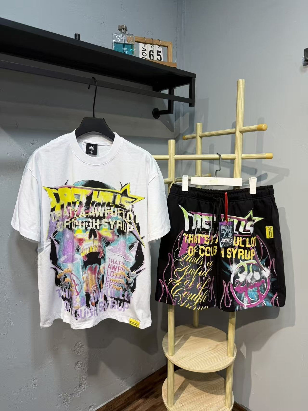 THAT'S A AWFUL LOT OF COUGH SYRUP Statement Graphic Short-Sleeve Set
