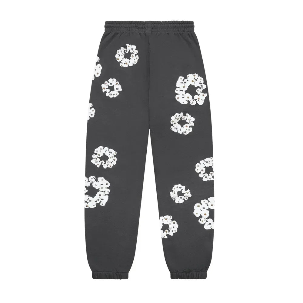 Denim Tears Rhinestone Cotton Wreath Sweatpants Vintage Black