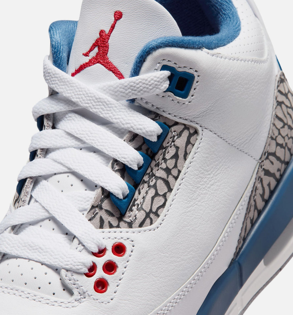 Air Jordan 3 Retro OG True Blue Grade School Shoes - White Fire Red True Blue