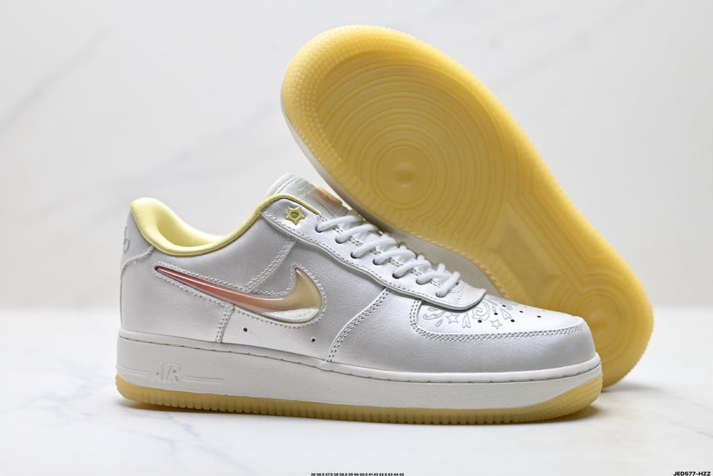 Nike Air Force 1 Low White Pale Yellow Unisex Sneakers Style 24