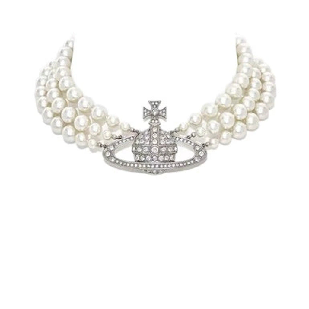 Vivienne Westwood Style Triple Pearl Orb Necklace