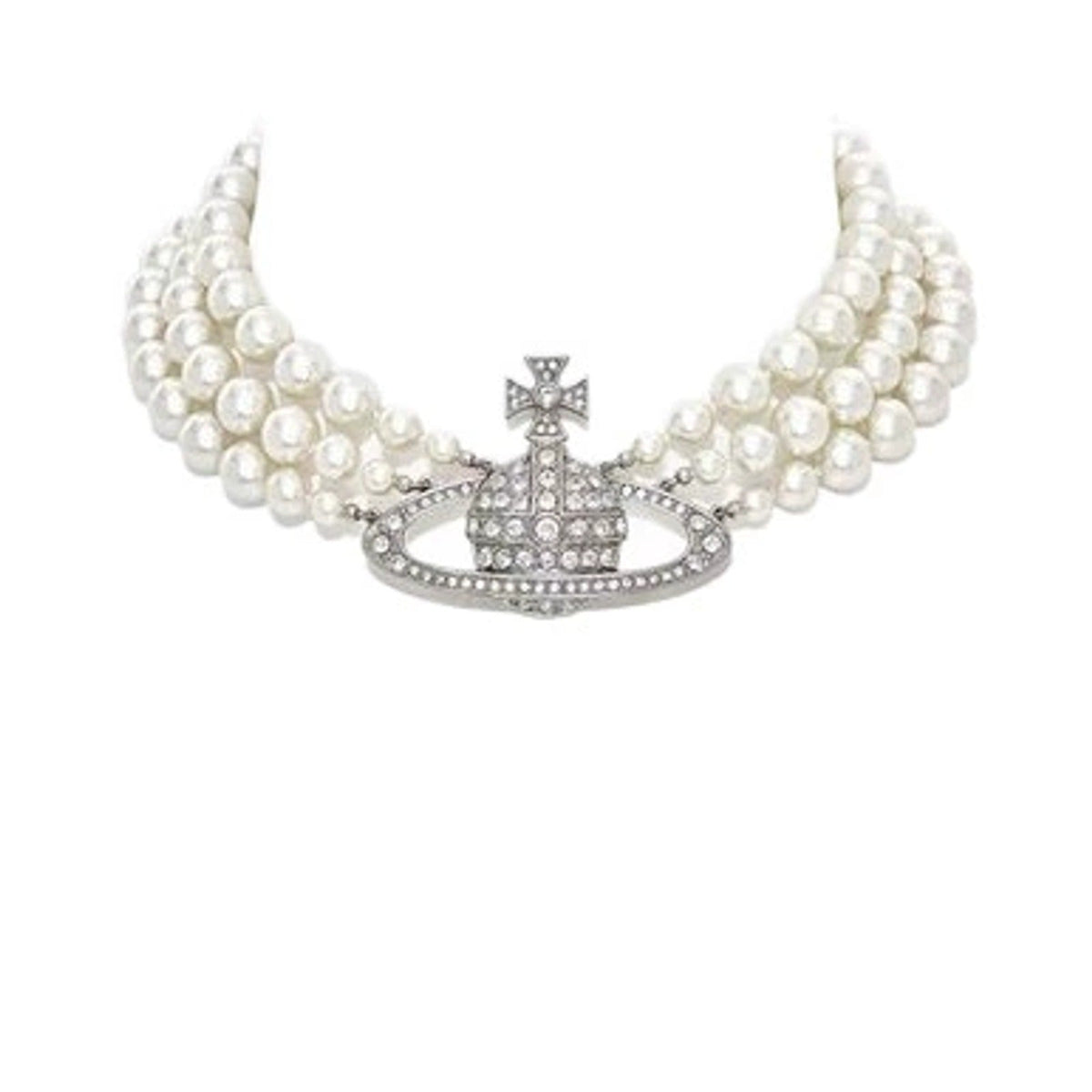 Vivienne Westwood Style Triple Pearl Orb Necklace
