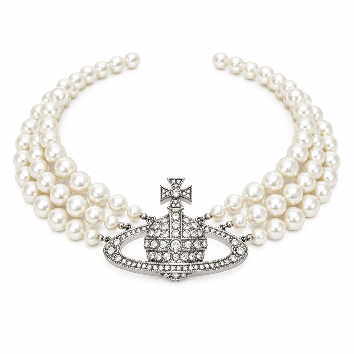 Vivienne Westwood Style Triple Pearl Orb Necklace