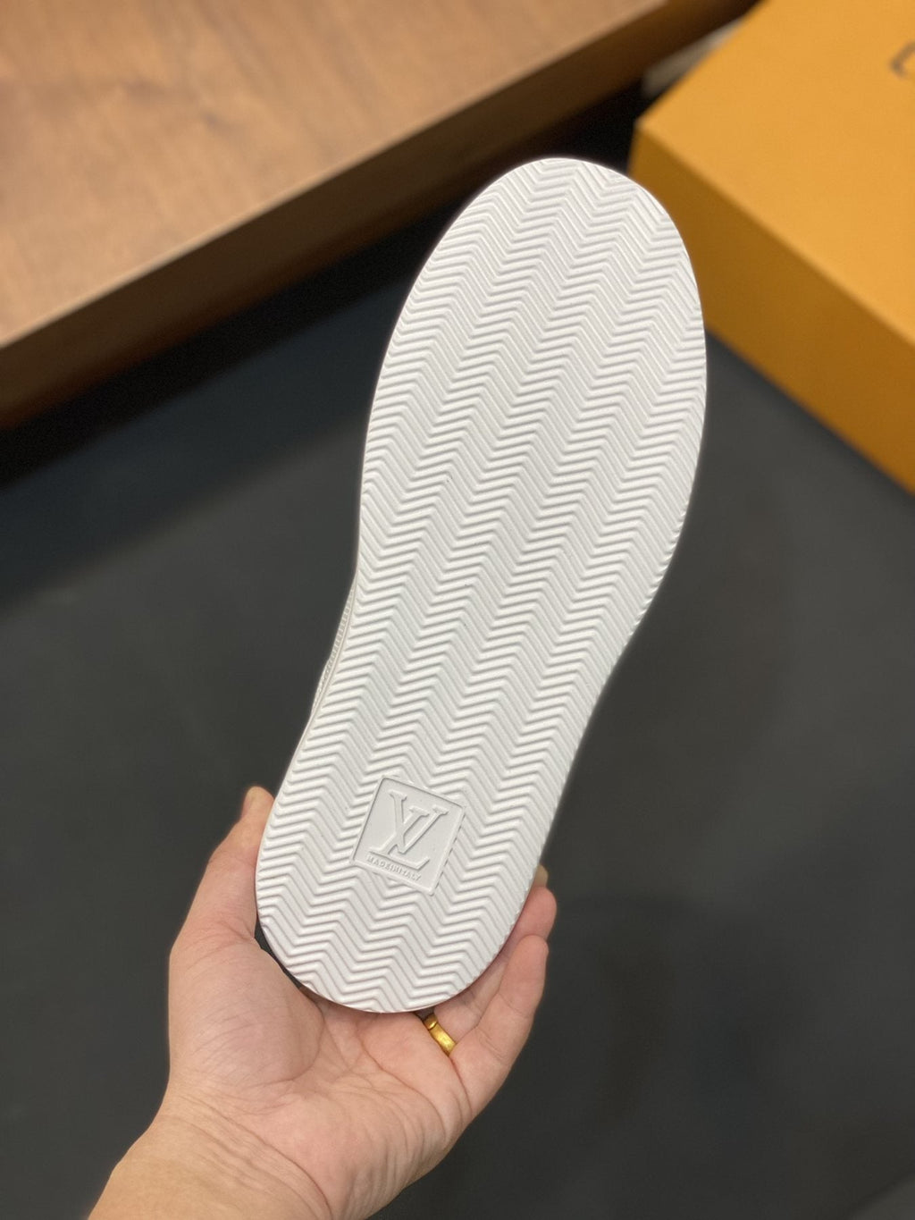 Louis Vuitton White and Blue Low-Top Sneakers